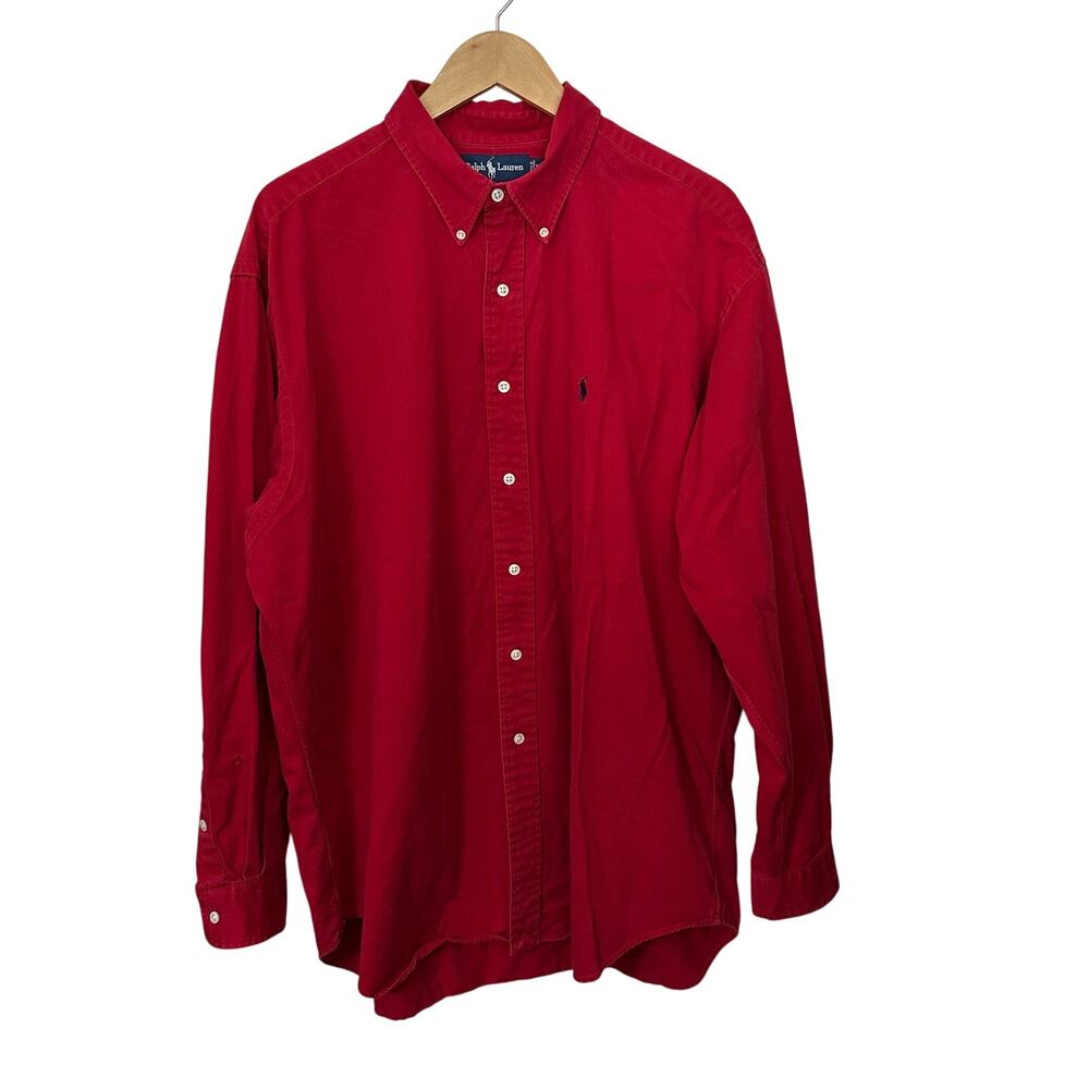 VTG‎ Ralph Lauren Red Blake Shirt Mens XL Blue Classic Pony Button Down Cotton
